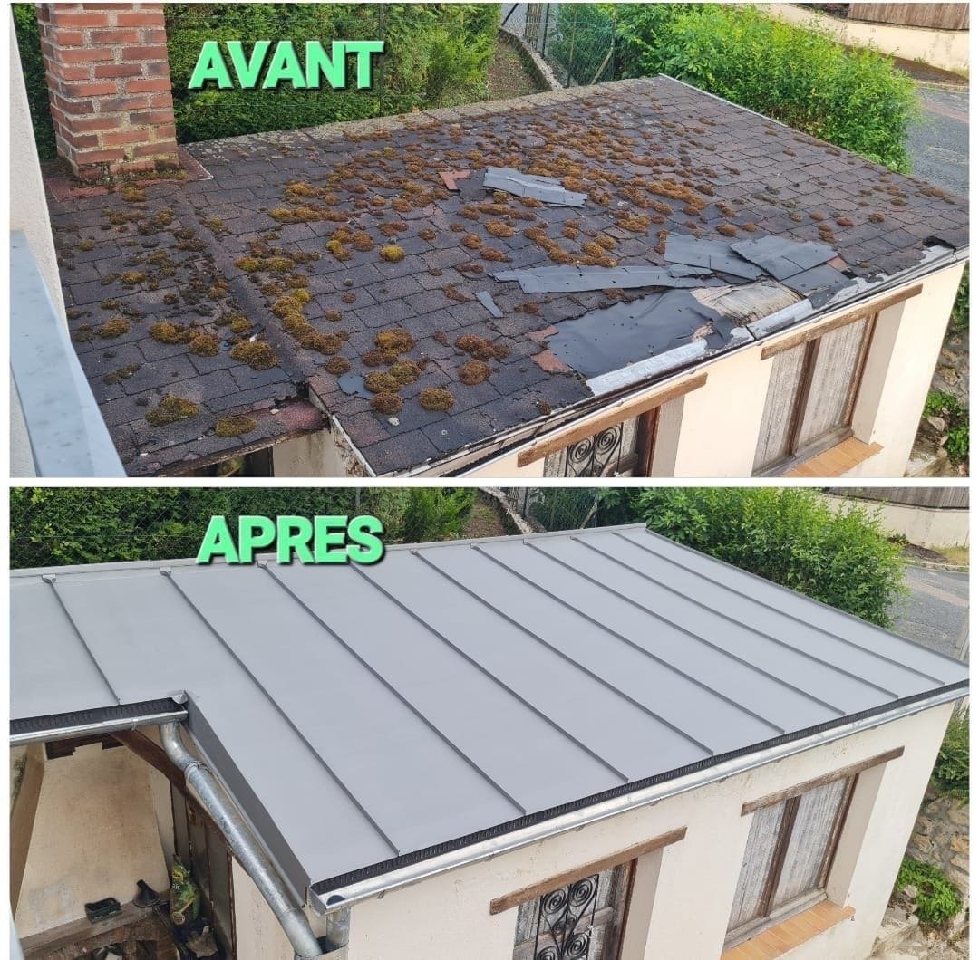 Zinguerie bac acier avant après